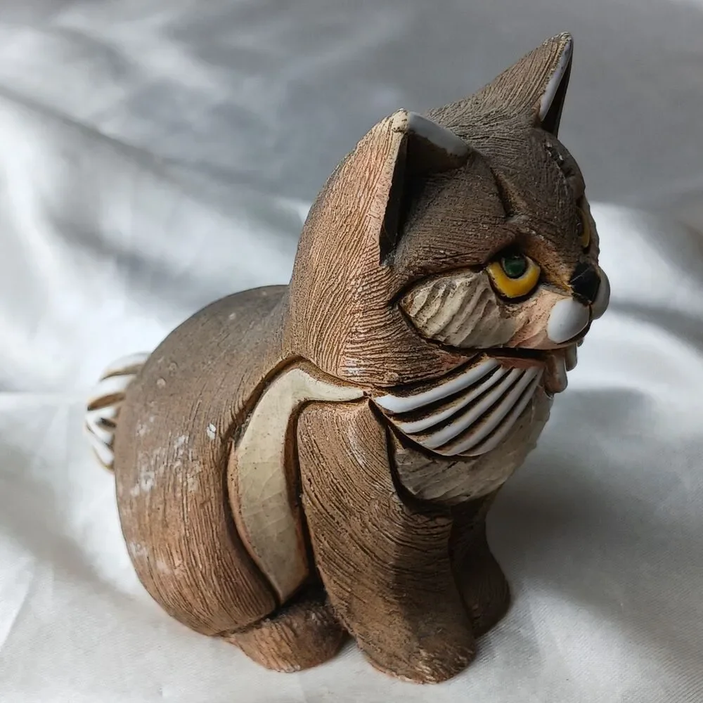 Vintage Artesania Rinconada Art Pottery Hand Crafted Clay Figurine-SOMALI CATS